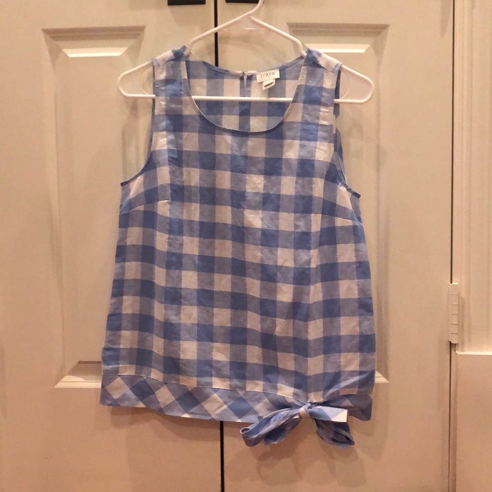 White and blue gingham tank top